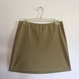 Vintage Nude Mini Skirt with Grommet Detail